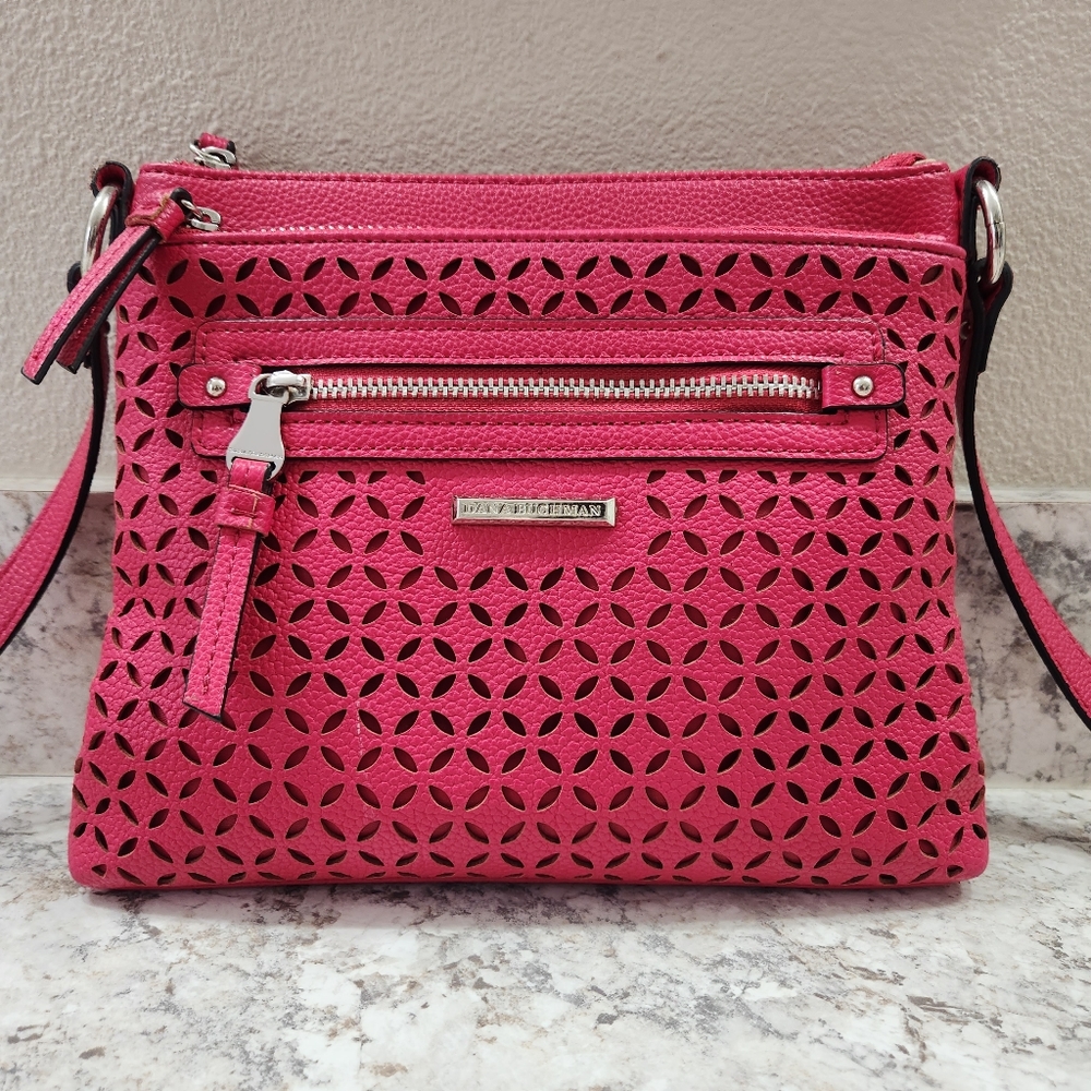 Dana Buchman Pink Eyelet Crossbody Purse